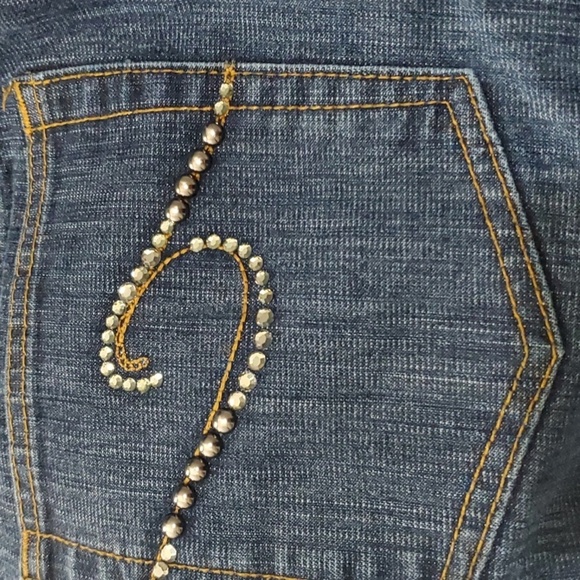 Chico's jeans women's chicos size 0 equals US size 4 blue embellished pockets - Picture 4 of 15